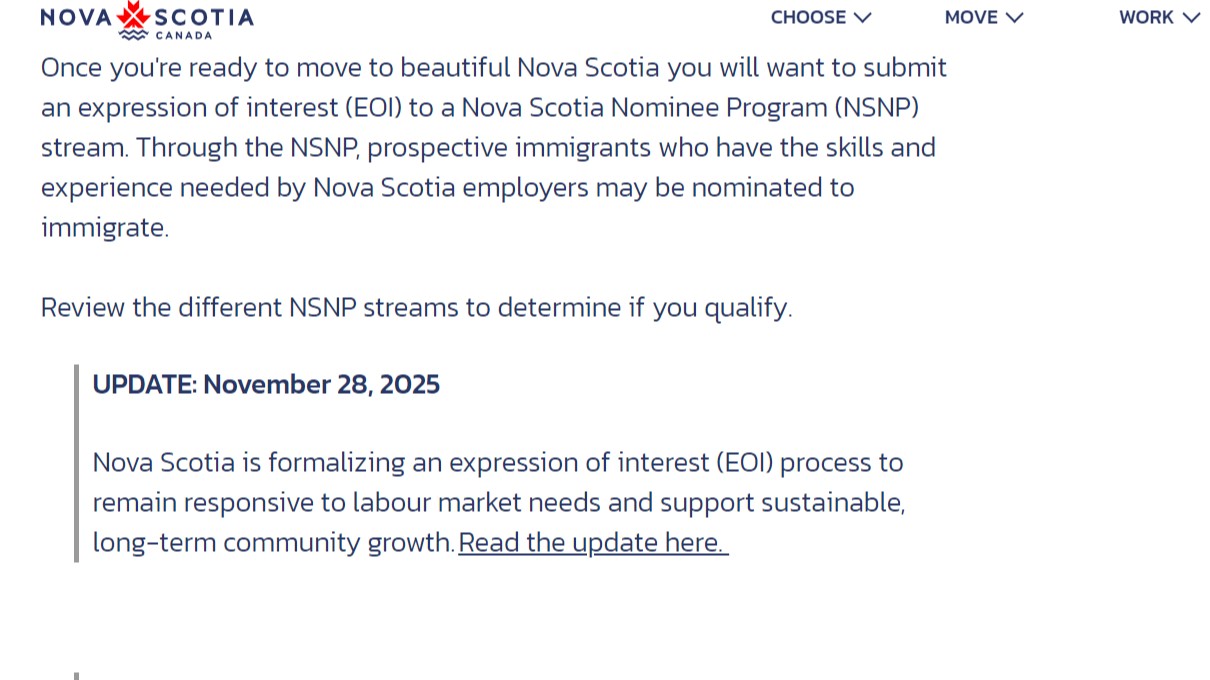 加拿大新斯科舍省移民全面进入EOI时代