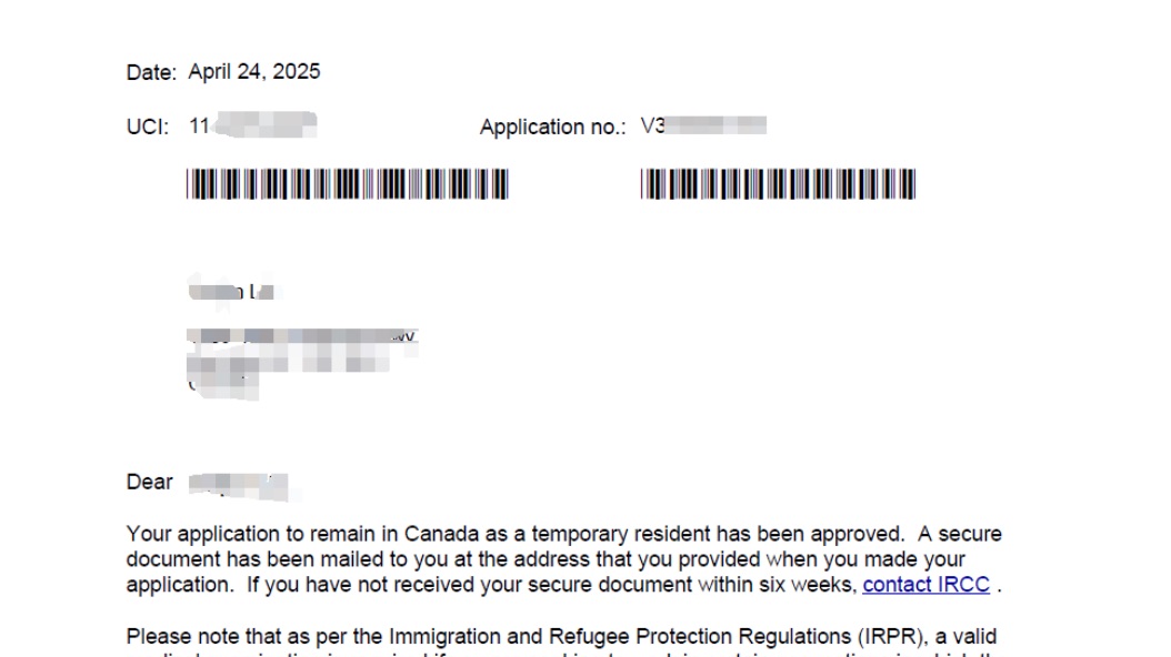 恭喜L女士  境内延期签证2周顺利获批1年有效期