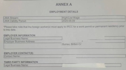 现成建筑工人两张LMIA批文 ！