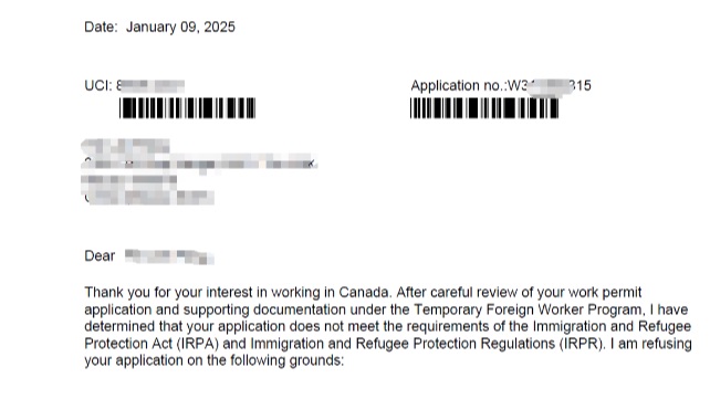 恭喜P先生 LMIA工签拒签申诉后, 重新获批!