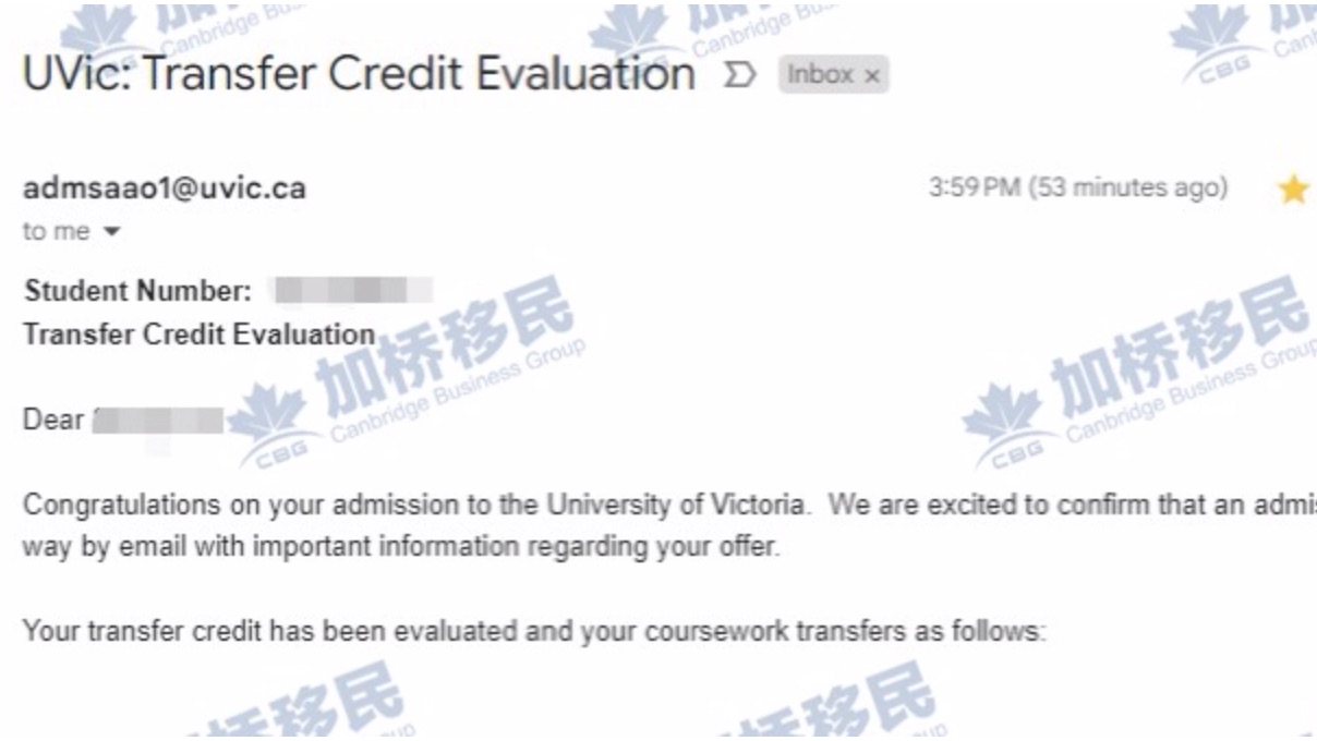 恭喜S同学被UVIC维多利亚大学录取