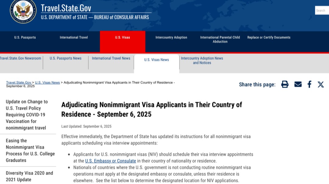 美国全面取消“第三国面签”，必须返母国面签