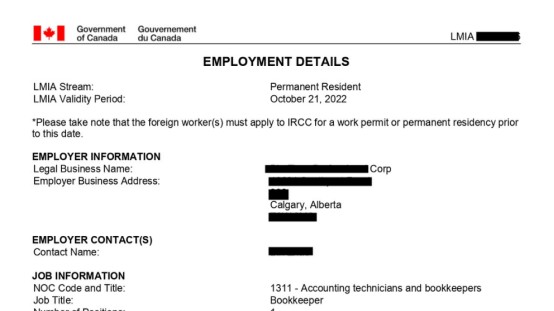  恭喜：阿尔伯塔省LMIA获批信到手。